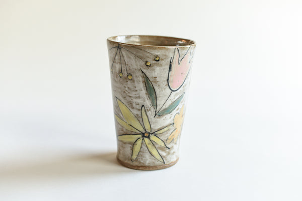 Stoneware Flowers Tumbler - Large Size