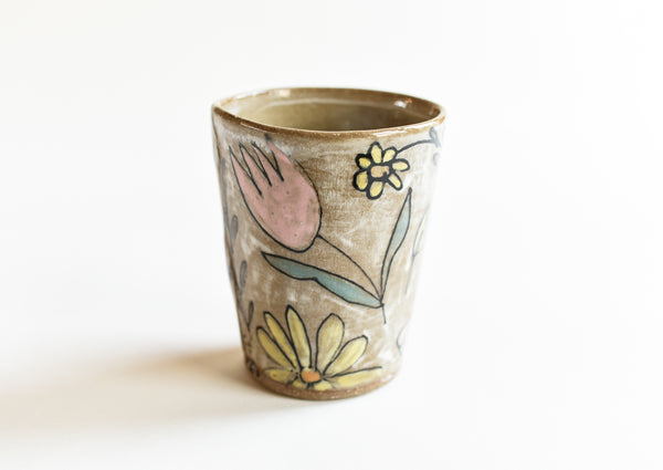 Stoneware Flowers Tumbler - Medium Size