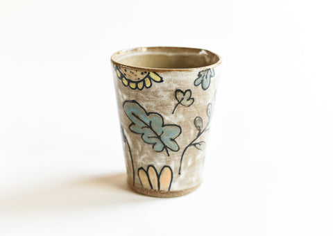 Stoneware Flowers Tumbler - Medium Size