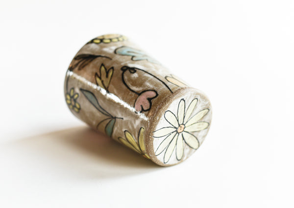 Stoneware Flowers Tumbler - Medium Size
