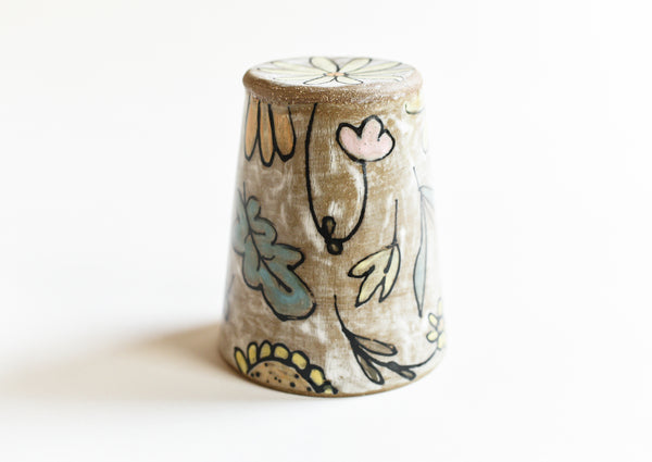 Stoneware Flowers Tumbler - Medium Size