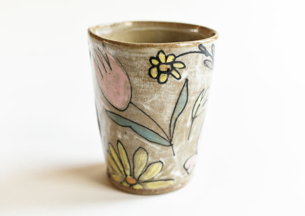 Stoneware Flowers Tumbler - Medium Size
