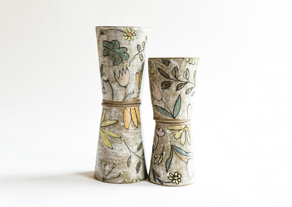 Stoneware Flowers Tumbler - Medium Size