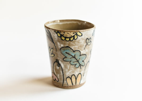 Stoneware Flowers Tumbler - Medium Size