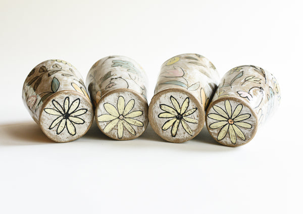 Stoneware Flowers Tumbler - Medium Size