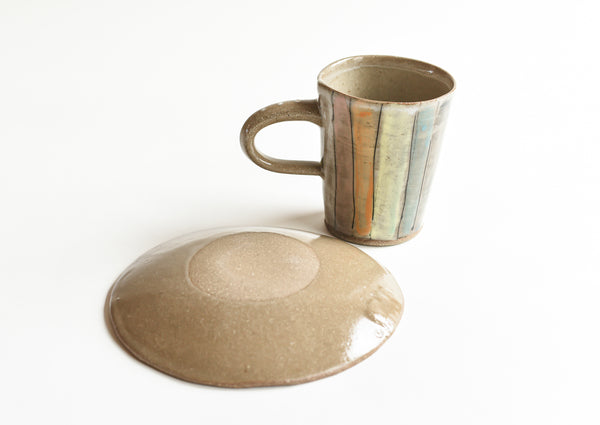 Stripes Stoneware Mug and Plate Set