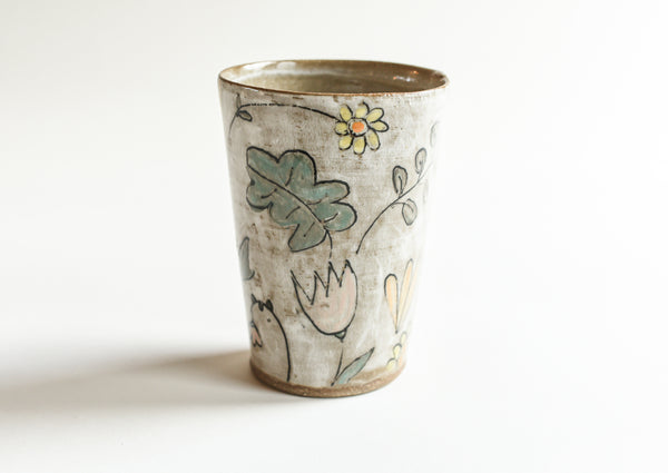 Stoneware Flowers Tumbler - Large Size