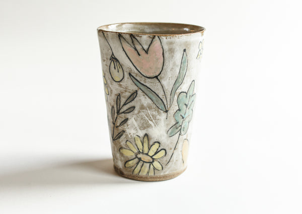 Stoneware Flowers Tumbler - Large Size