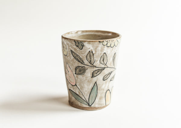 Stoneware Flowers Tumbler - Medium Size