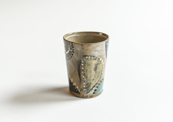 Stoneware Flowers and Dots Tumbler - Small Size