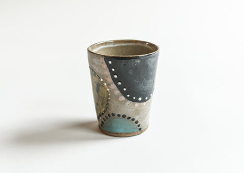 Stoneware Flowers and Dots Tumbler - Small Size