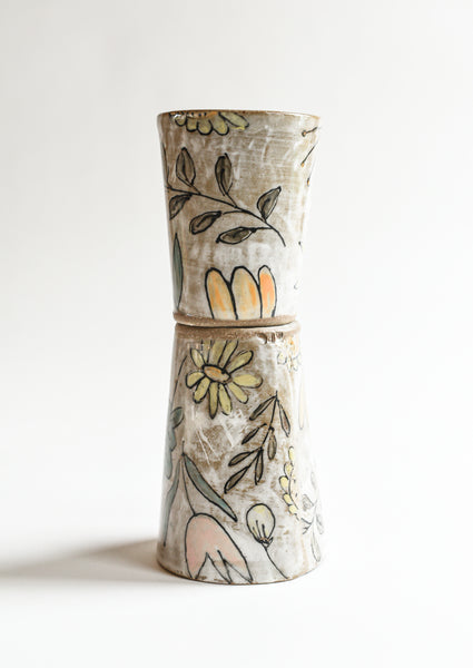 Stoneware Flowers Tumbler - Medium Size