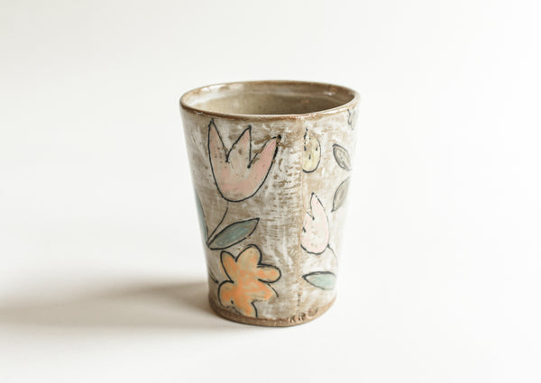 Stoneware Flowers Tumbler - Medium Size