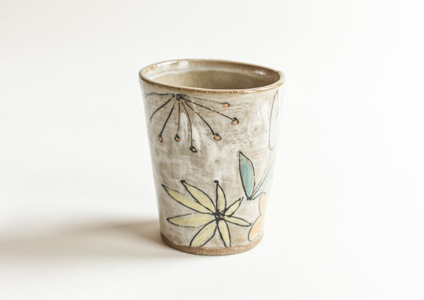 Stoneware Flowers Tumbler - Medium Size