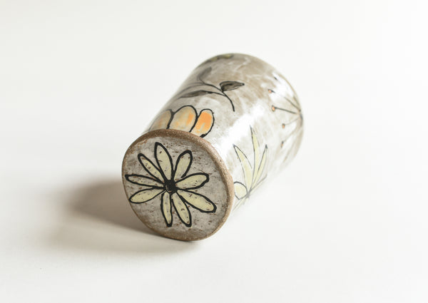 Stoneware Flowers Tumbler - Medium Size